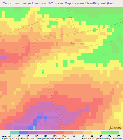 Yagodnaya Tret'ya,Ukraine Elevation Map