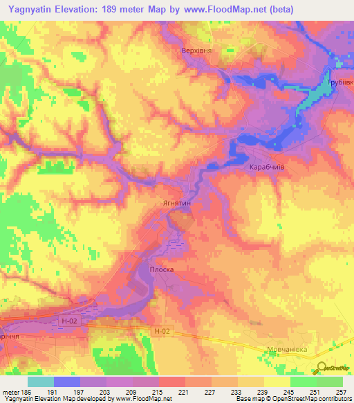Yagnyatin,Ukraine Elevation Map