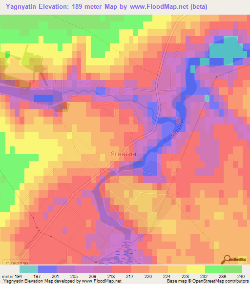 Yagnyatin,Ukraine Elevation Map