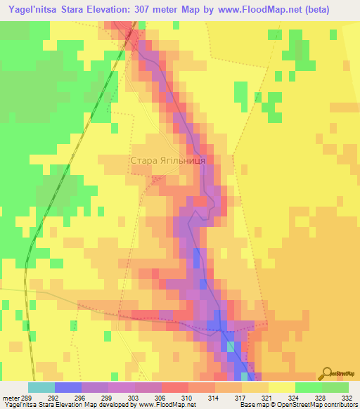 Yagel'nitsa Stara,Ukraine Elevation Map