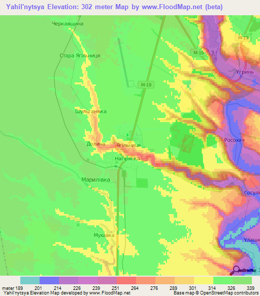 Yahil'nytsya,Ukraine Elevation Map