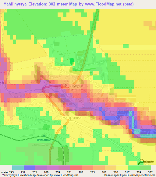 Yahil'nytsya,Ukraine Elevation Map