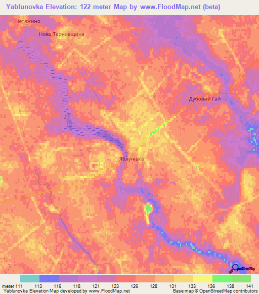 Yablunovka,Ukraine Elevation Map