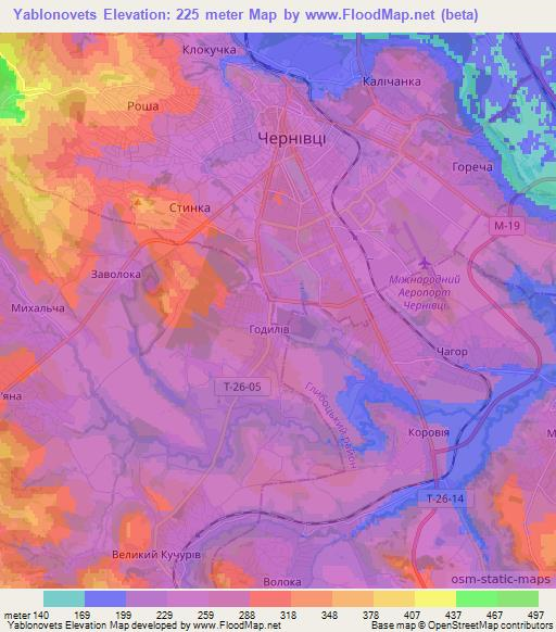 Yablonovets,Ukraine Elevation Map