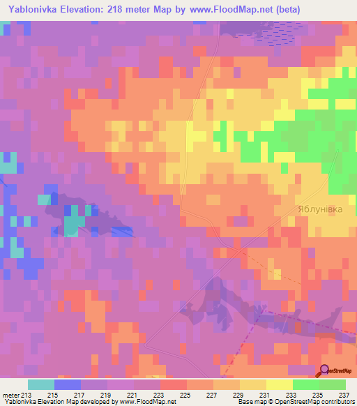 Yablonivka,Ukraine Elevation Map