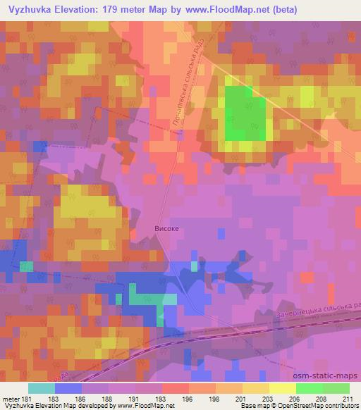 Vyzhuvka,Ukraine Elevation Map