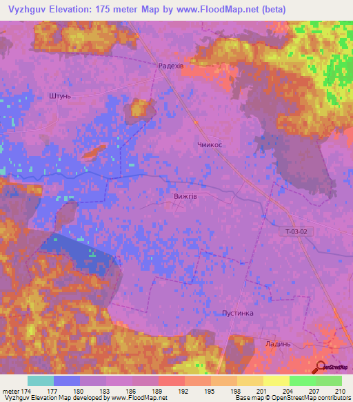 Vyzhguv,Ukraine Elevation Map