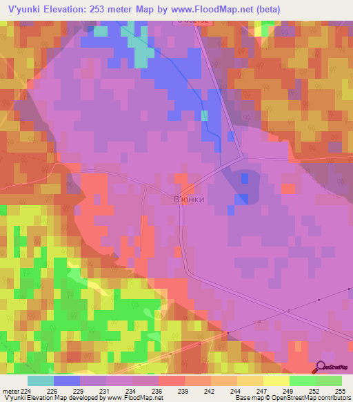 V'yunki,Ukraine Elevation Map