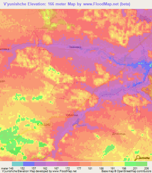 V'yunishche,Ukraine Elevation Map