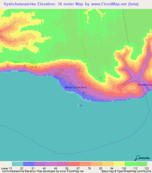 Vyshchetarasivka,Ukraine Elevation Map