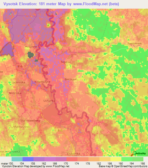 Vysotsk,Ukraine Elevation Map