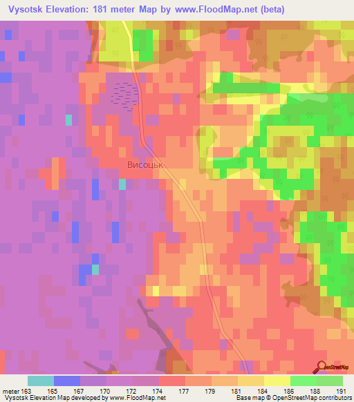 Vysotsk,Ukraine Elevation Map