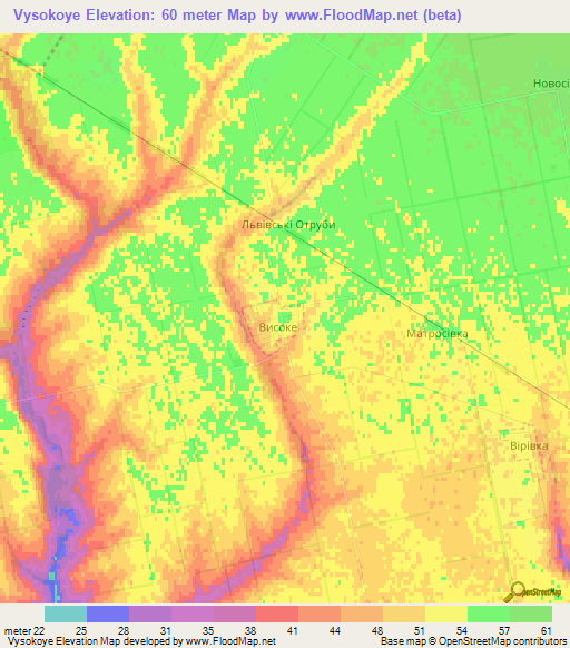 Vysokoye,Ukraine Elevation Map