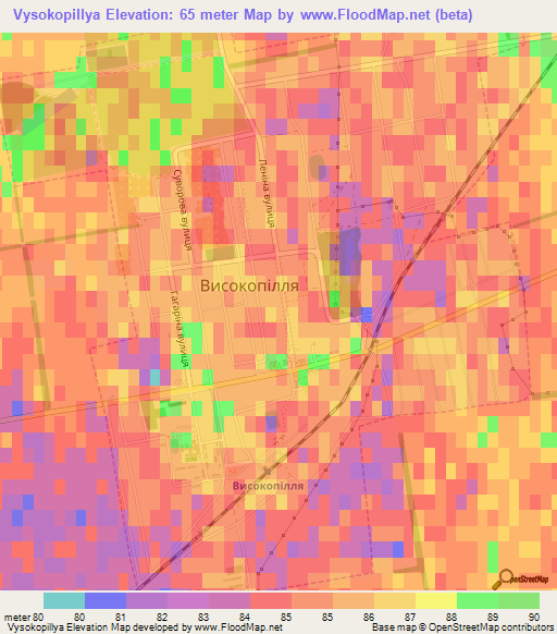 Vysokopillya,Ukraine Elevation Map