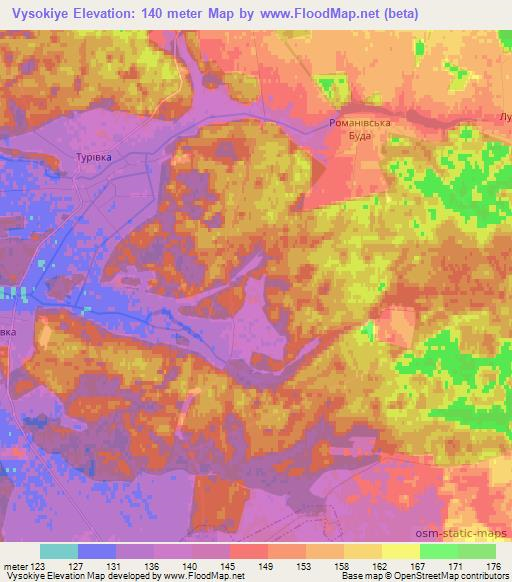 Vysokiye,Ukraine Elevation Map