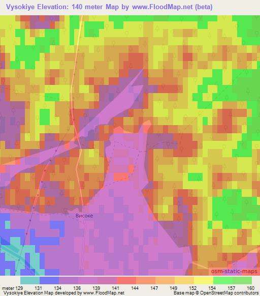 Vysokiye,Ukraine Elevation Map