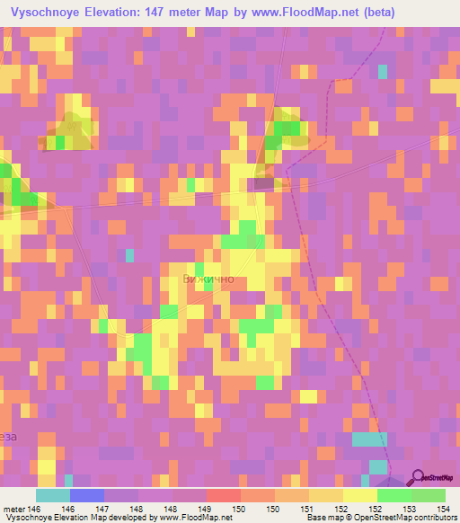 Vysochnoye,Ukraine Elevation Map