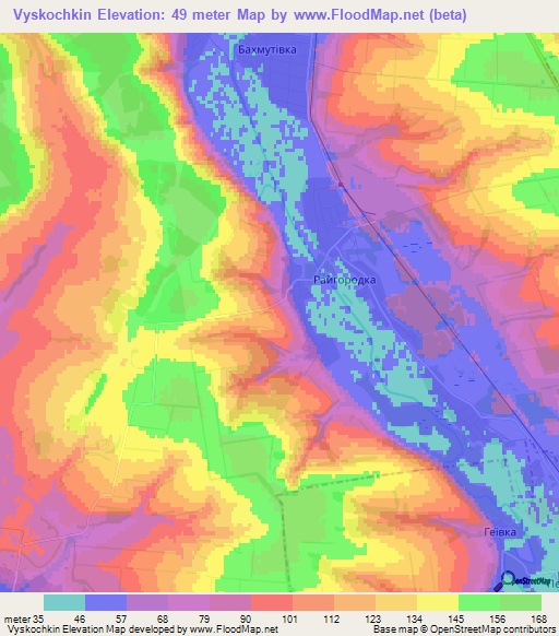 Vyskochkin,Ukraine Elevation Map
