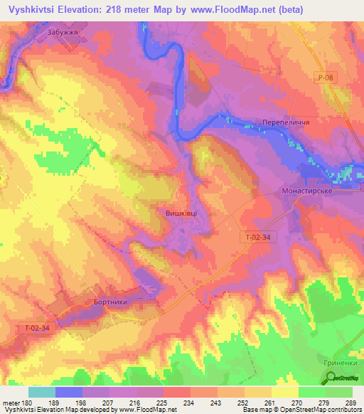 Vyshkivtsi,Ukraine Elevation Map
