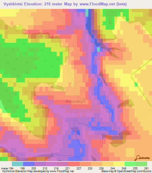 Vyshkivtsi,Ukraine Elevation Map