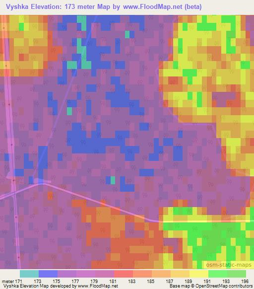 Vyshka,Ukraine Elevation Map
