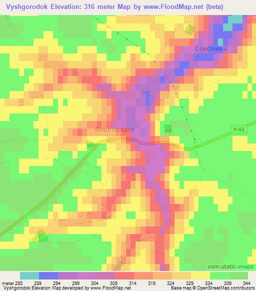 Vyshgorodok,Ukraine Elevation Map