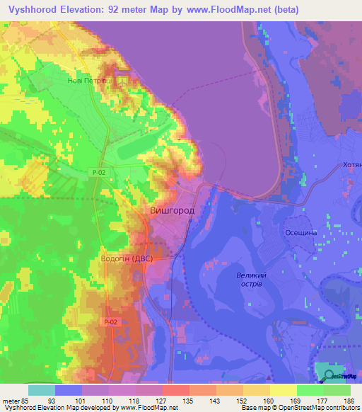 Vyshhorod,Ukraine Elevation Map