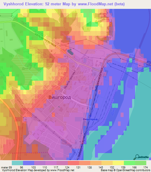 Vyshhorod,Ukraine Elevation Map