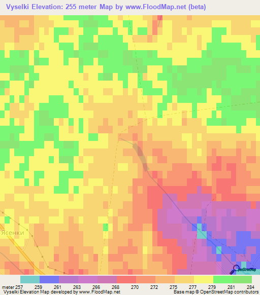 Vyselki,Ukraine Elevation Map