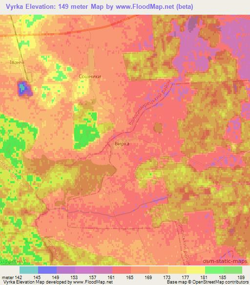 Vyrka,Ukraine Elevation Map