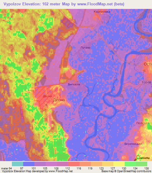 Vypolzov,Ukraine Elevation Map