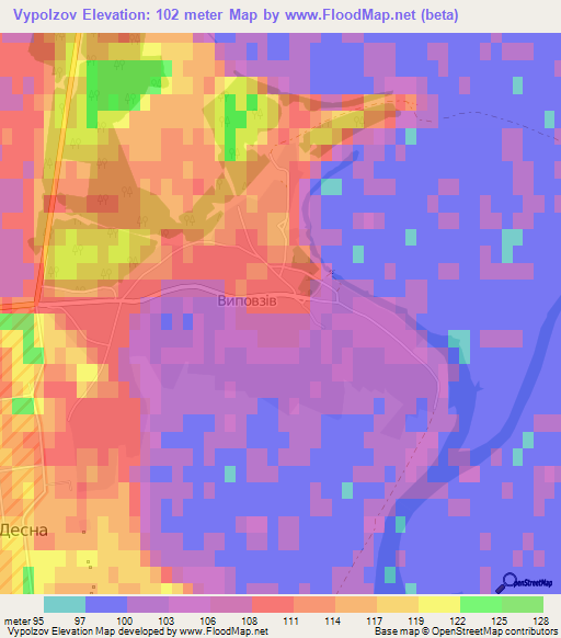 Vypolzov,Ukraine Elevation Map