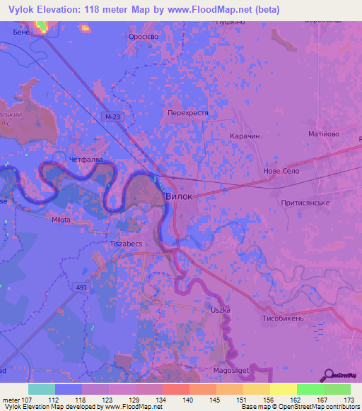 Vylok,Ukraine Elevation Map
