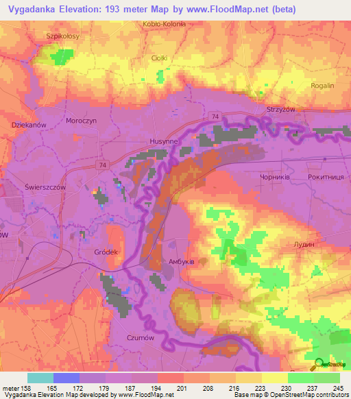 Vygadanka,Ukraine Elevation Map
