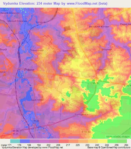 Vydumka,Ukraine Elevation Map