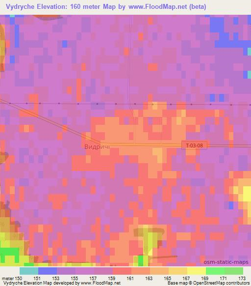 Vydryche,Ukraine Elevation Map