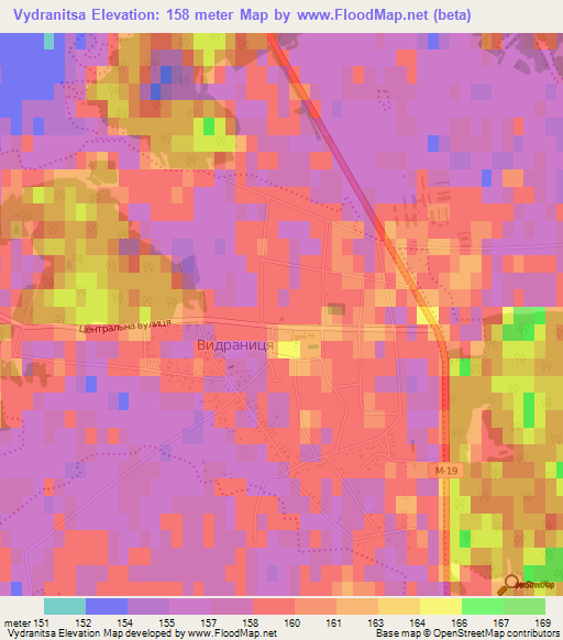 Vydranitsa,Ukraine Elevation Map