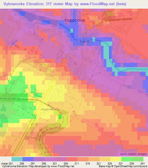 Vybranovka,Ukraine Elevation Map
