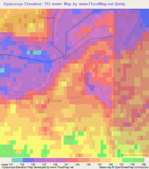 Vyazovoye,Ukraine Elevation Map