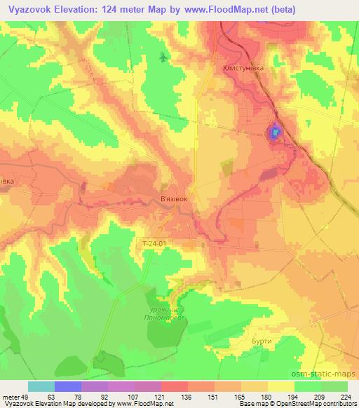 Vyazovok,Ukraine Elevation Map