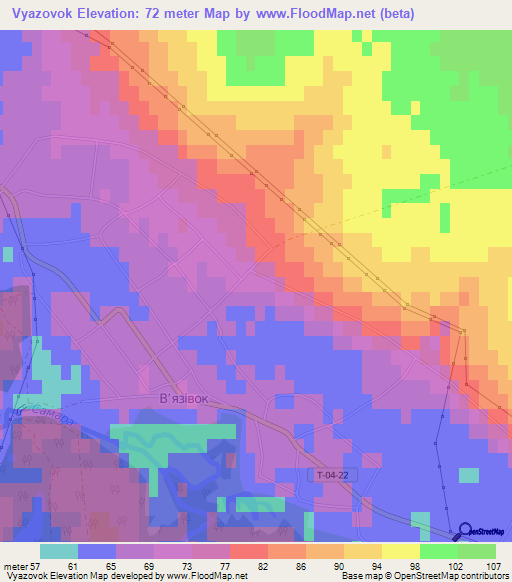 Vyazovok,Ukraine Elevation Map