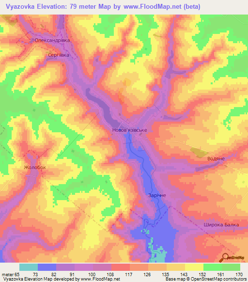Vyazovka,Ukraine Elevation Map