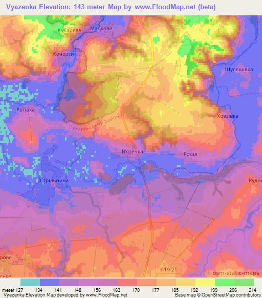 Vyazenka,Ukraine Elevation Map
