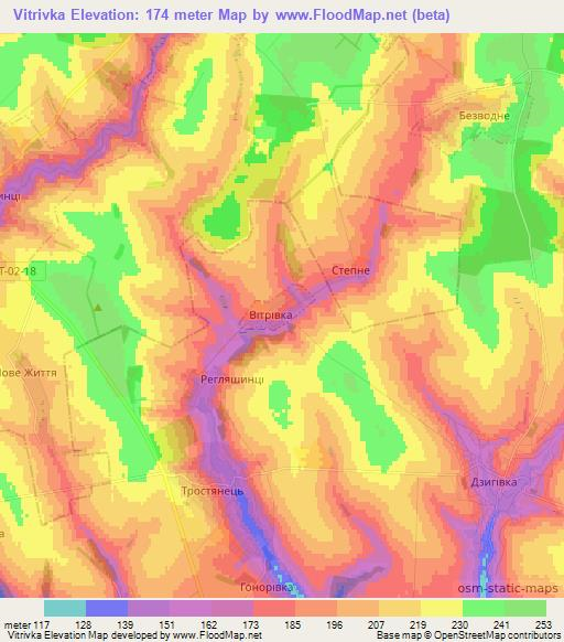 Vitrivka,Ukraine Elevation Map