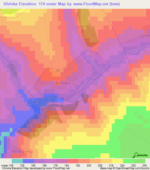 Vitrivka,Ukraine Elevation Map