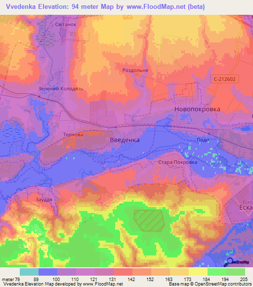 Vvedenka,Ukraine Elevation Map