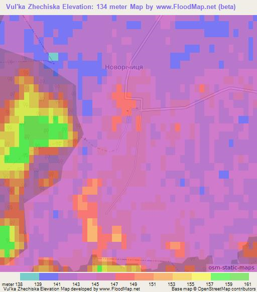 Vul'ka Zhechiska,Ukraine Elevation Map