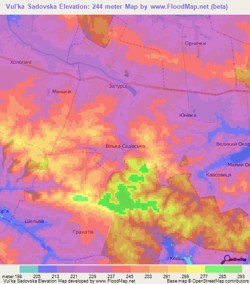 Vul'ka Sadovska,Ukraine Elevation Map