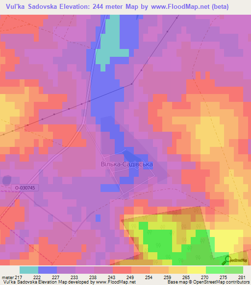 Vul'ka Sadovska,Ukraine Elevation Map