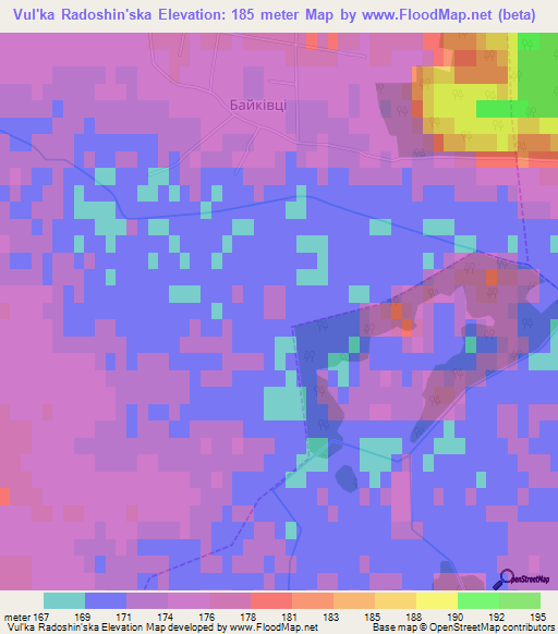 Vul'ka Radoshin'ska,Ukraine Elevation Map
